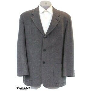 Hugo Boss Italy Wool Blend Gray 3 Btn Stretch Blazer Sport Jacket Mens 44R